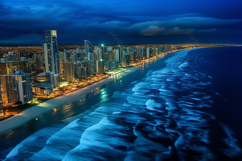 夜晚海边风景迷人的的度假城市梦幻海景,高清,摄影图,摄影图片,图片大全,摄影图免费下载